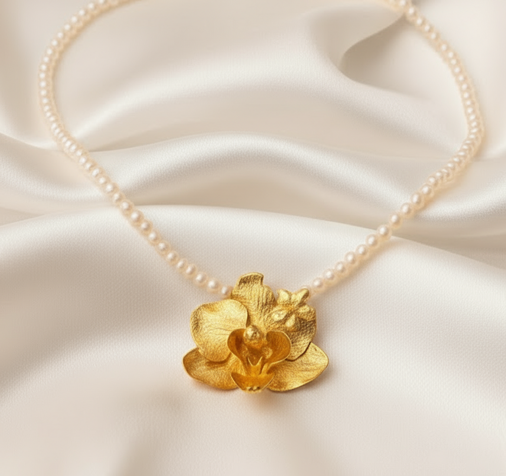 Collar Perlas Orquidea Phalaenopsis