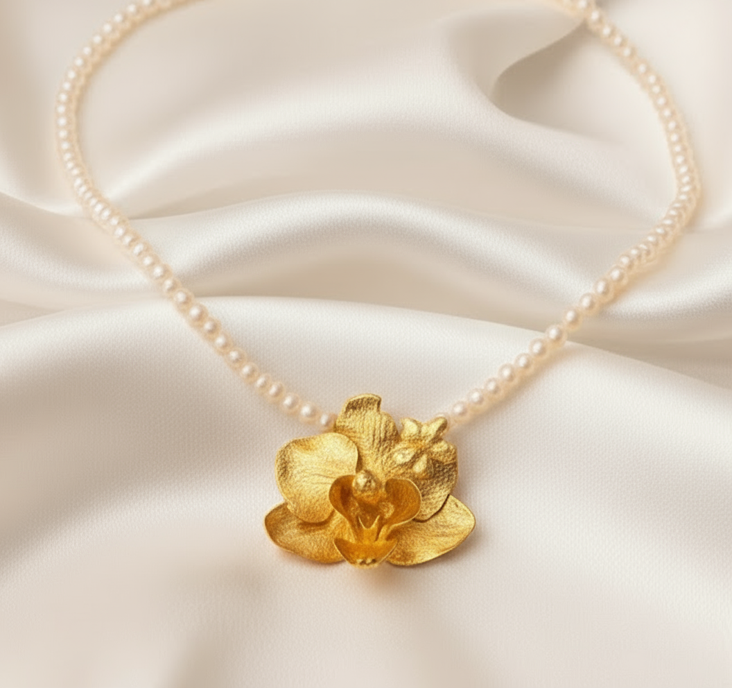 Collar Perlas Orquidea Phalaenopsis