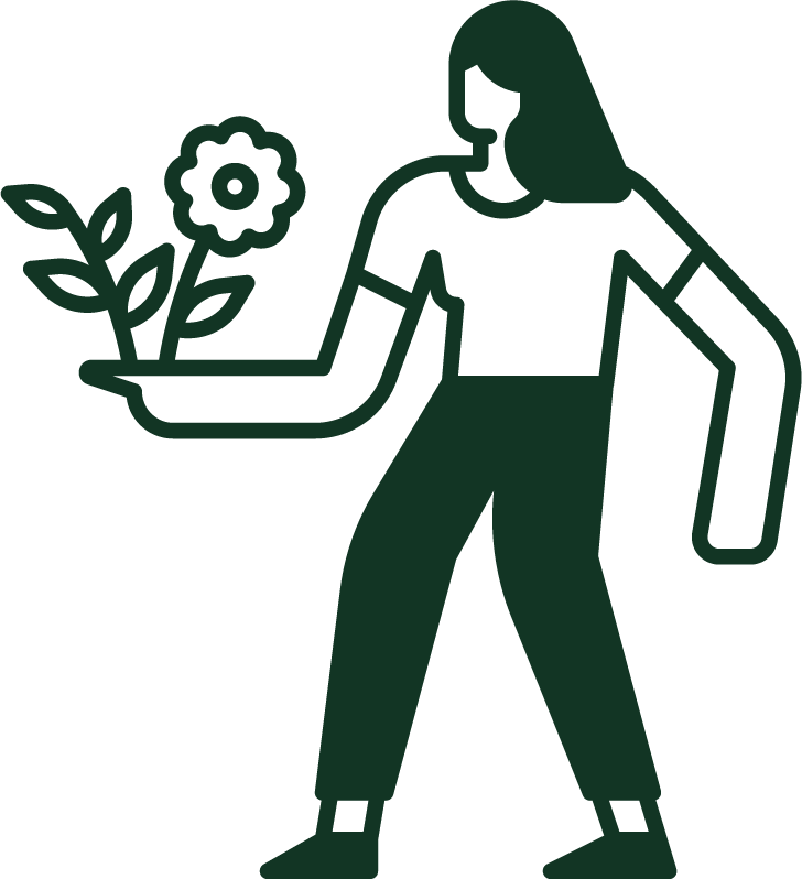 Ilustración vectorial de mujer cargando plantas