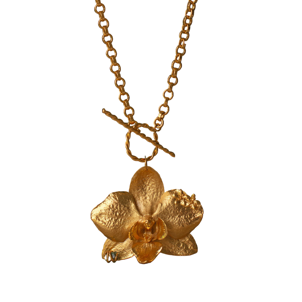 Collar Orquidea Phalaenopsis Sauco Esmeralda