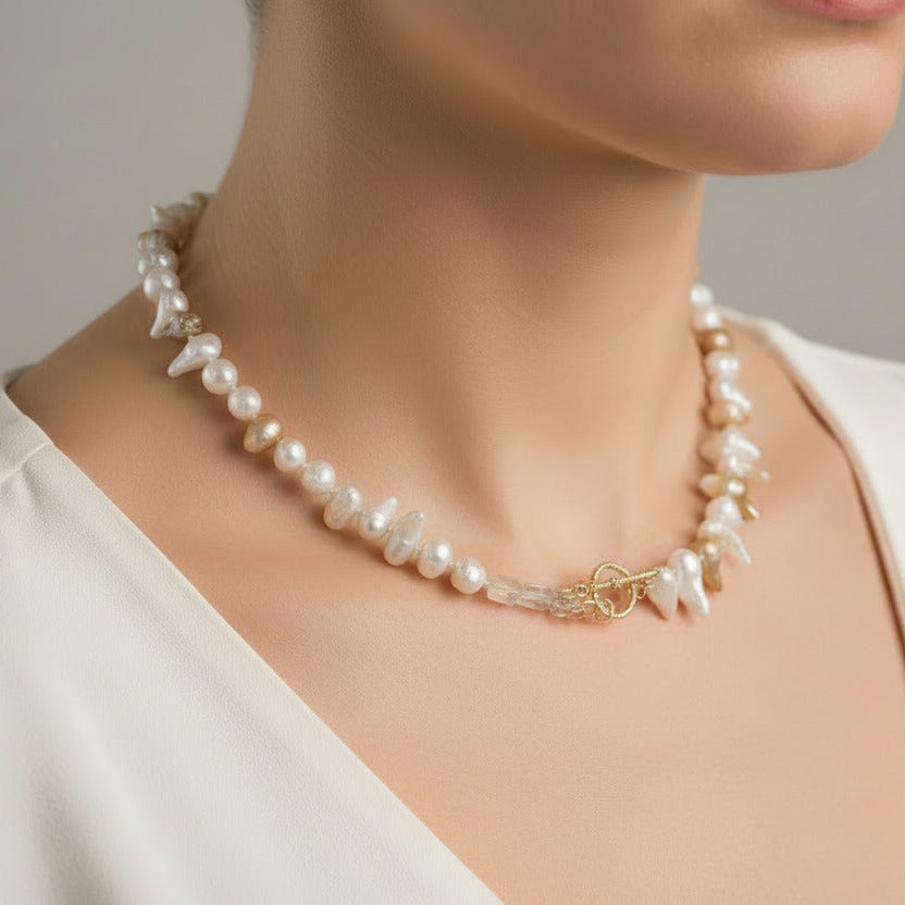 Collar Gargantilla Nudo Perlas Sierre Ramita