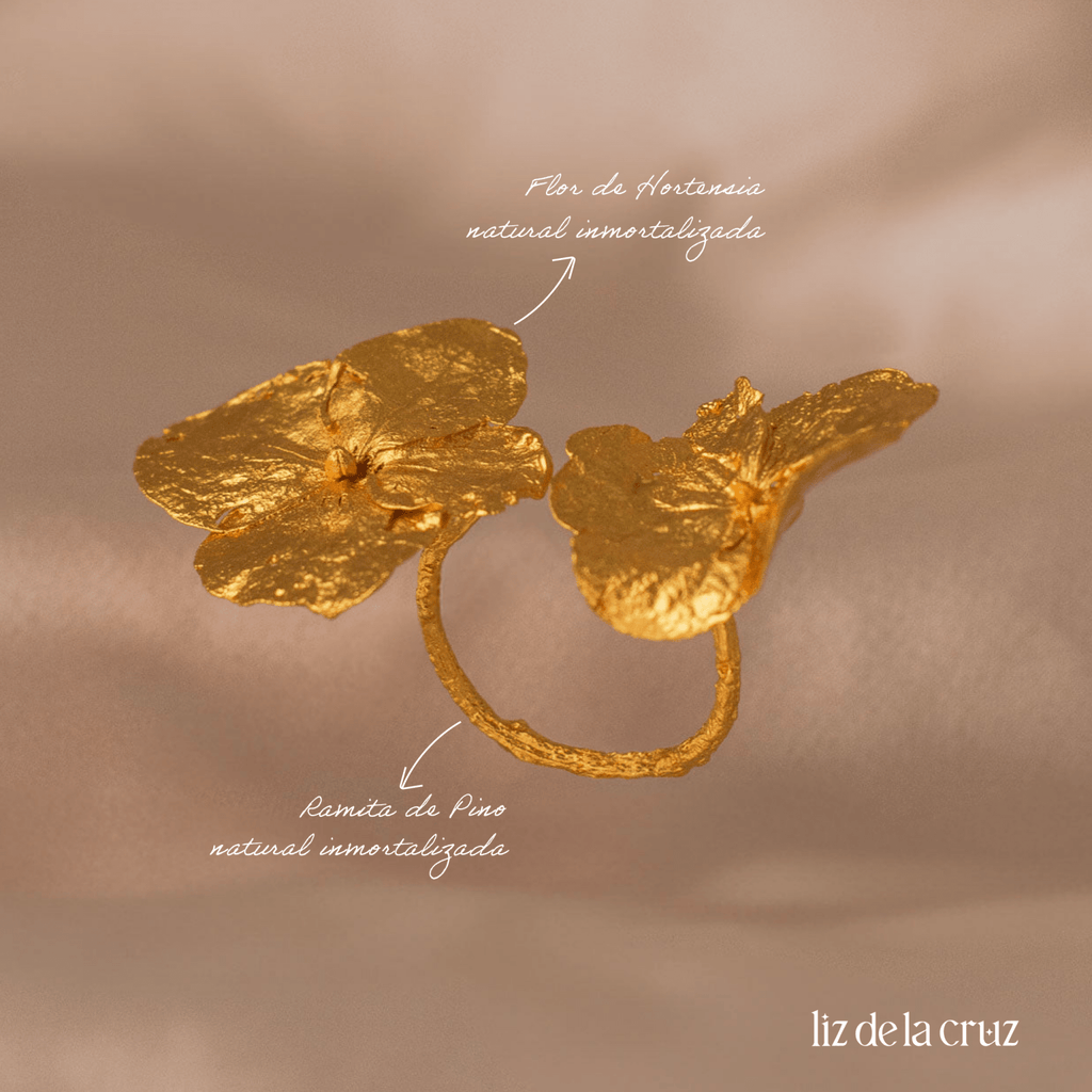 Anillo Dos Hortensias - Joyería Botánica | Liz de la Cruz