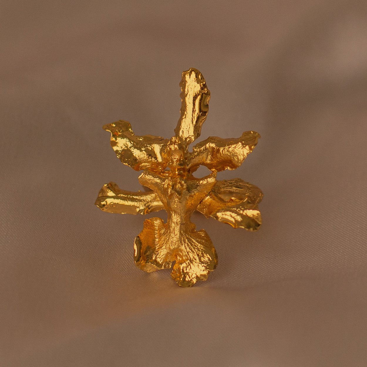 Anillo Orquidea Chocolate - Joyería Botánica | Liz de la Cruz