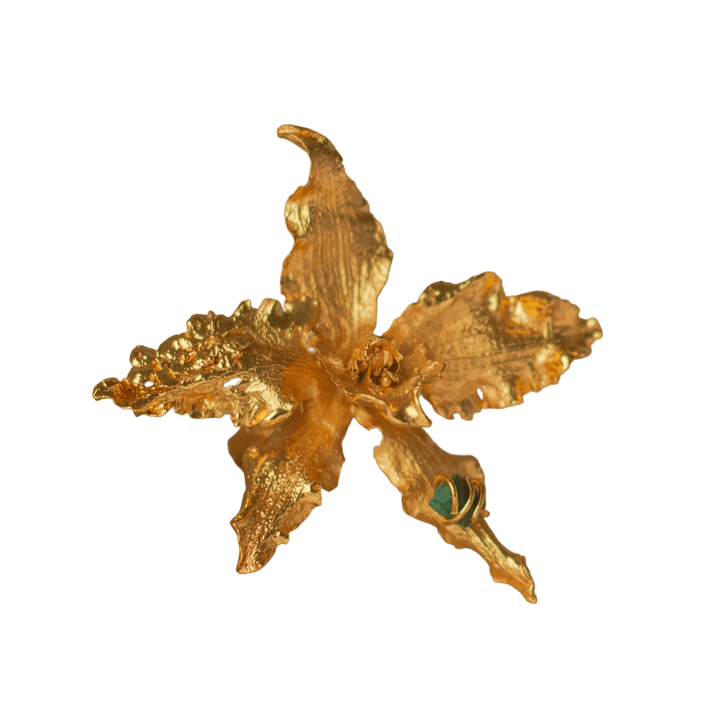 Anillo Orquidea Crispum Esmeralda - Joyería Botánica | Liz de la Cruz