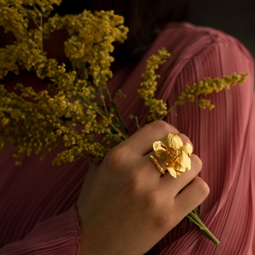 Anillo Orquidea Phalaenopsis Baby Ramita - Joyería Botánica | Liz de la Cruz