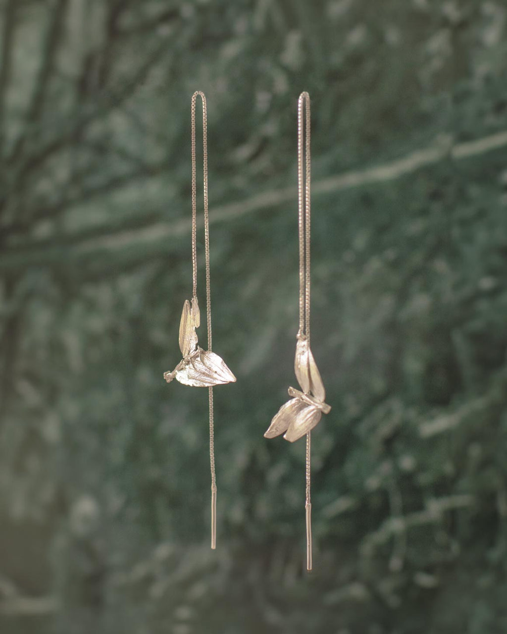 Aretes Cadena Hoja Plata - Joyería Botánica | Liz de la Cruz