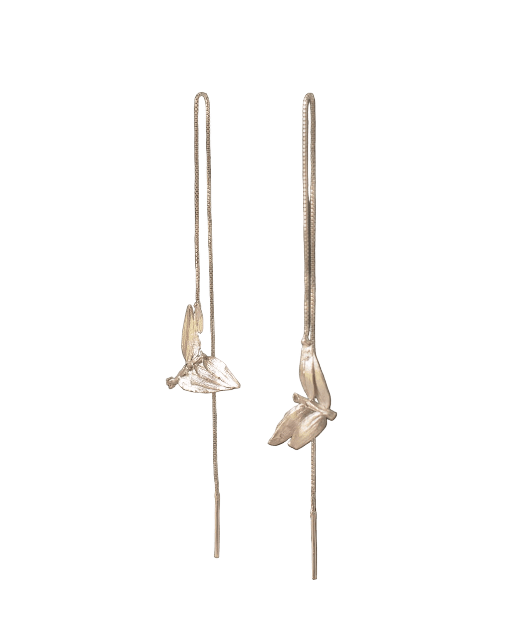 Aretes Cadena Hoja Plata - Joyería Botánica | Liz de la Cruz
