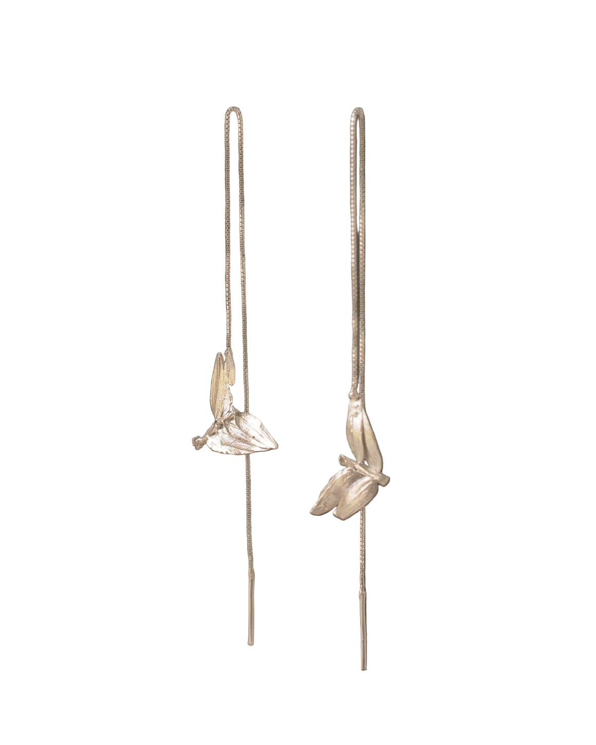 Aretes Cadena Hoja Plata - Joyería Botánica | Liz de la Cruz