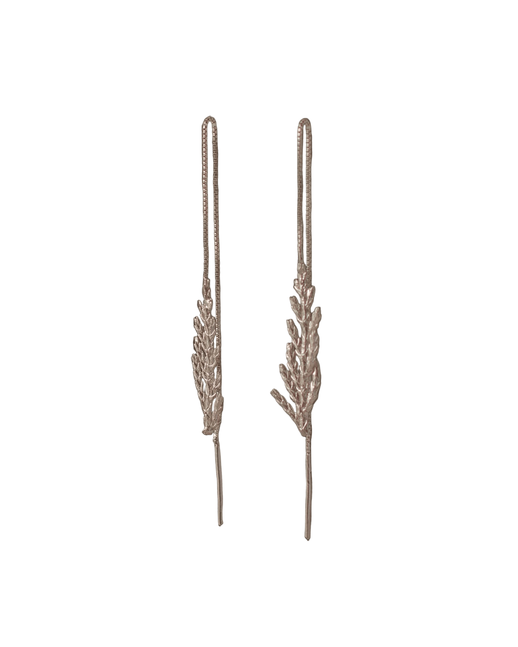 Aretes Cadena Hoja Plata - Joyería Botánica | Liz de la Cruz