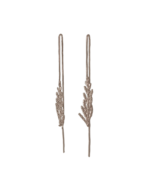 Aretes Cadena Hoja Plata - Joyería Botánica | Liz de la Cruz