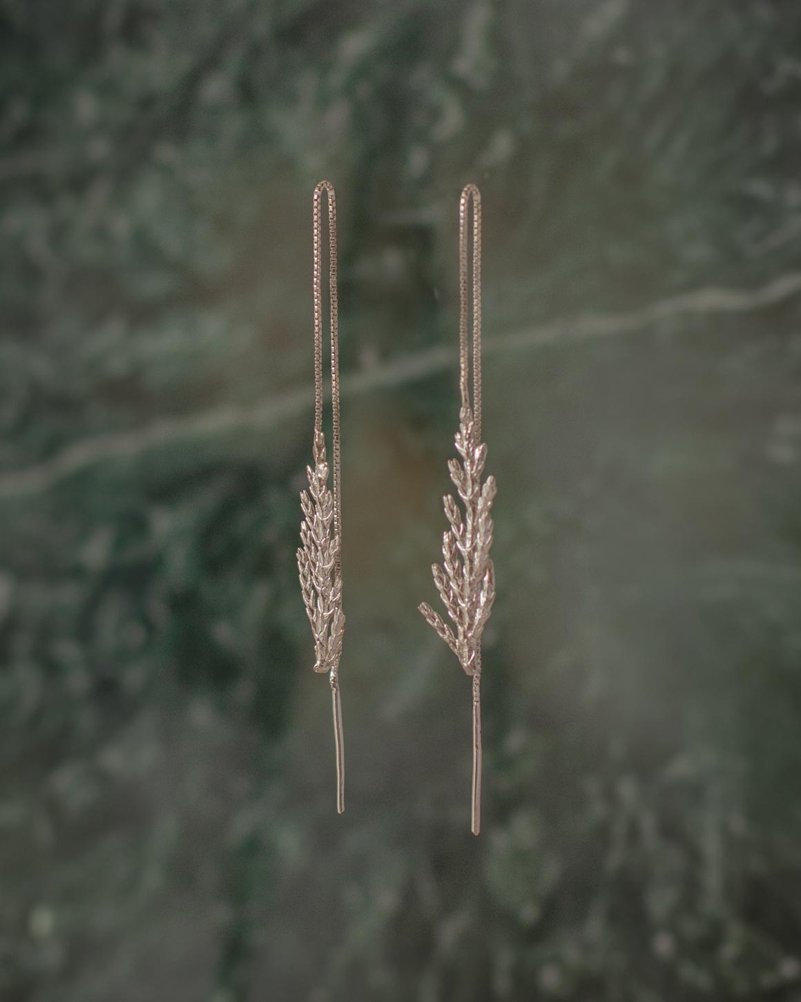 Aretes Cadena Hoja Plata - Joyería Botánica | Liz de la Cruz