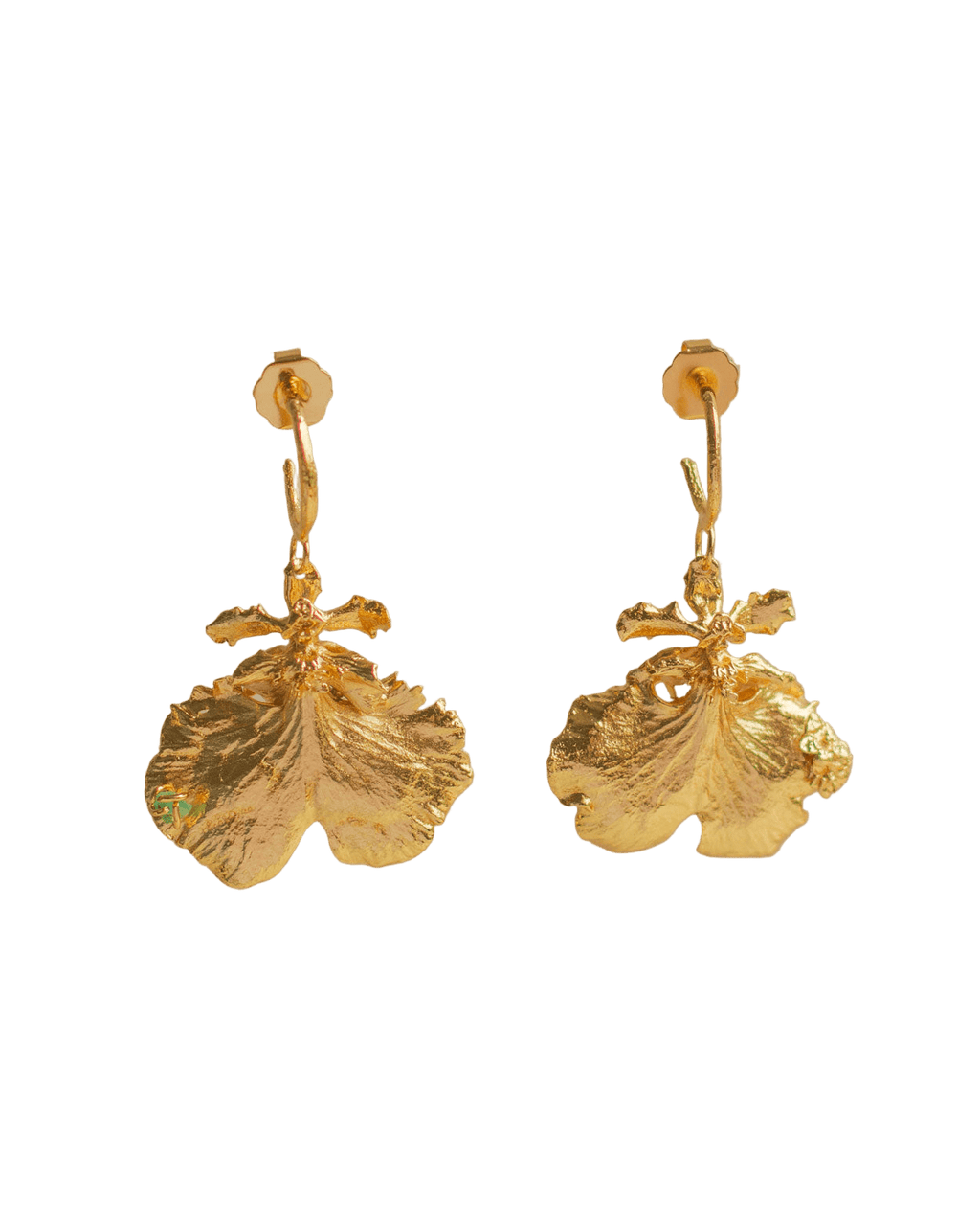 Aretes Candonga Orquidea Dama Danzante Esmeralda - Joyería Botánica | Liz de la Cruz