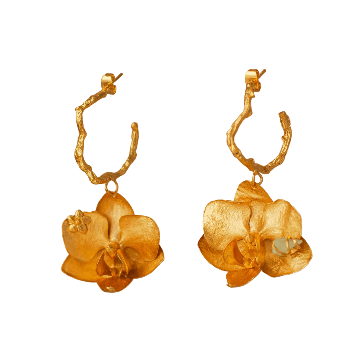 Aretes Candonga Orquidea Phalaenopsis Baby Esmeralda - Joyería Botánica | Liz de la Cruz