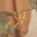 Aretes Candonga Ramita Palma Grandes - Joyería Botánica | Liz de la Cruz