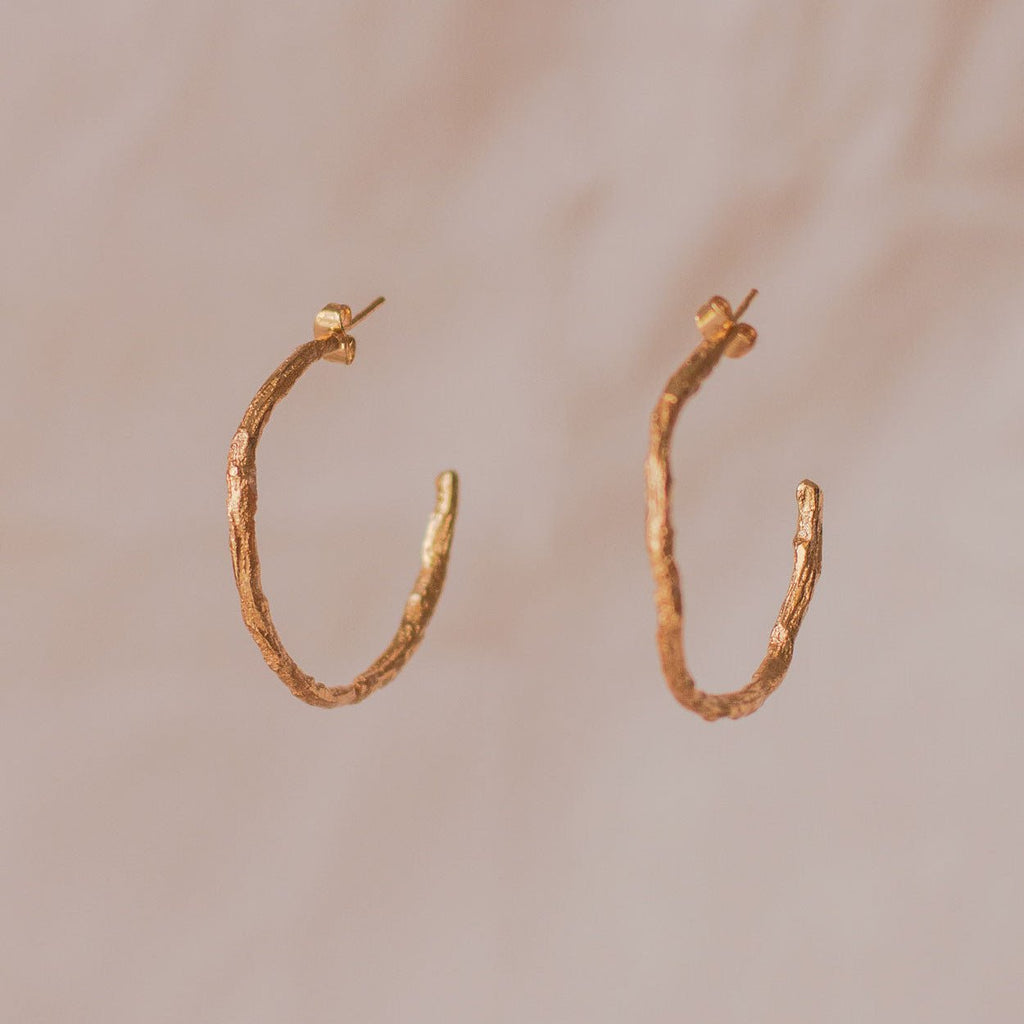 Aretes Candonga Ramita Palma Grandes - Joyería Botánica | Liz de la Cruz