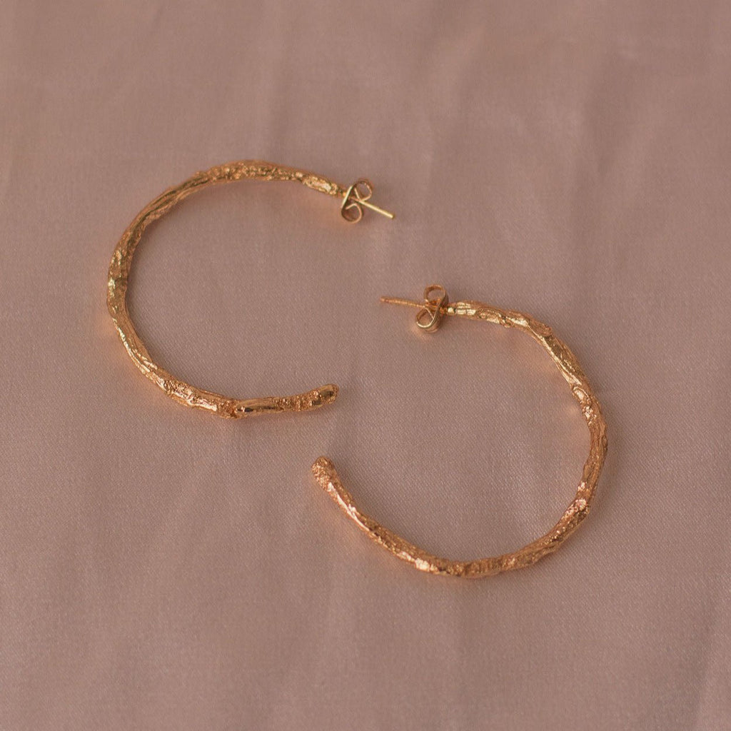 Aretes Candonga Ramita Palma Grandes - Joyería Botánica | Liz de la Cruz