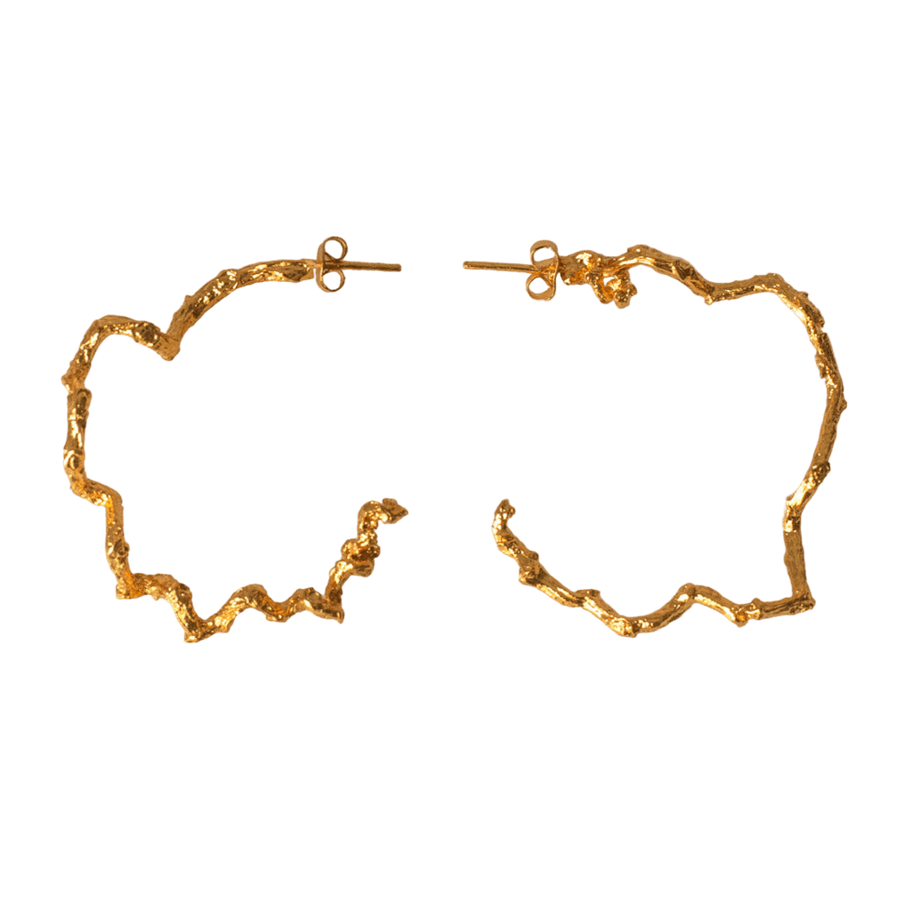 Aretes Candonga Ramita Palma Grandes - Joyería Botánica | Liz de la Cruz