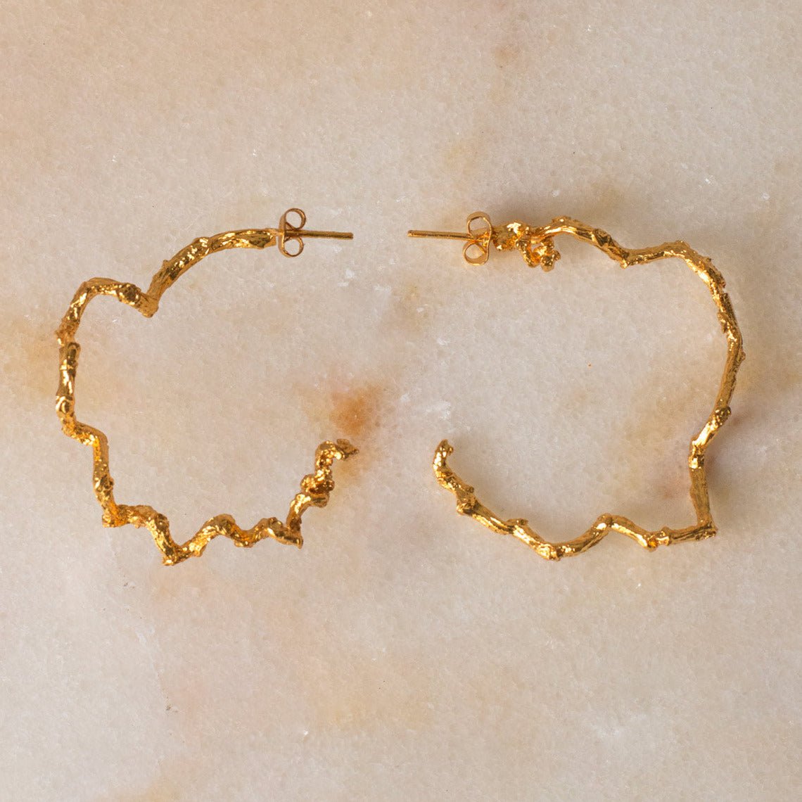 Aretes Candonga Ramita Palma Grandes - Joyería Botánica | Liz de la Cruz