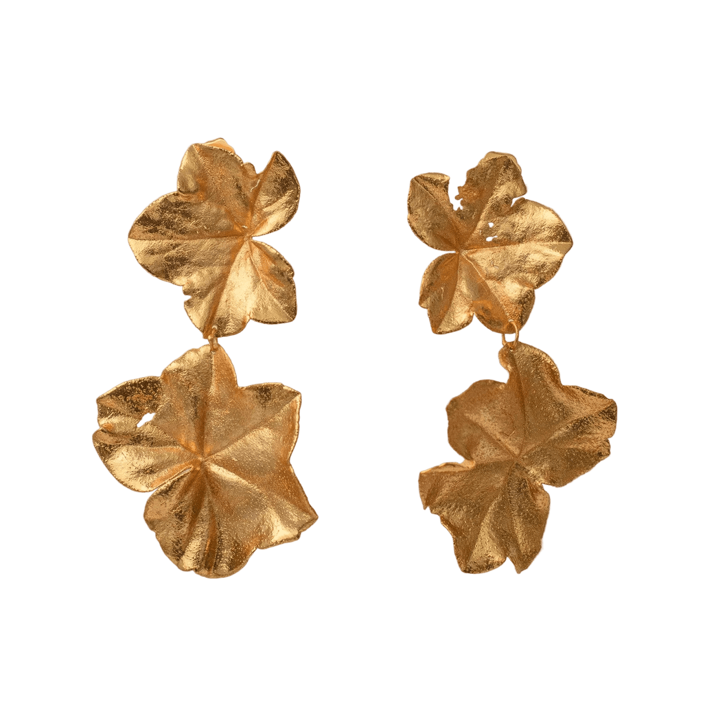 Aretes Dos Hojas Hiedra Grande - Joyería Botánica | Liz de la Cruz