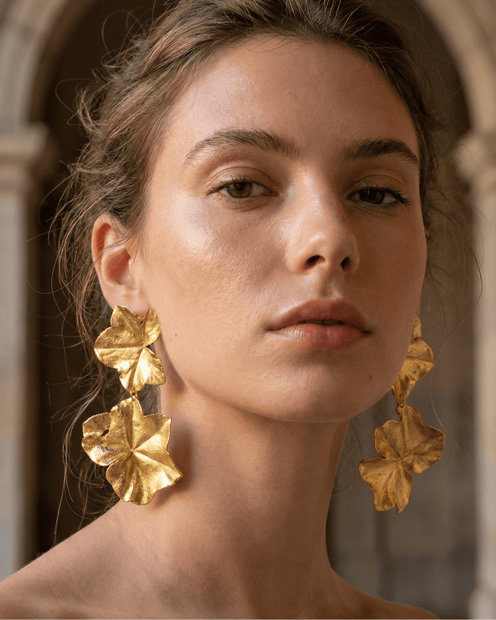 Aretes Dos Hojas Hiedra Grande - Joyería Botánica | Liz de la Cruz