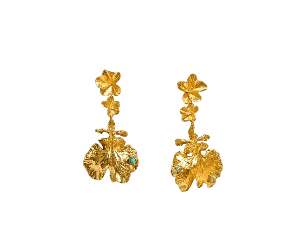 ARETES HIEDRA ORQUIDEA DAMA DANZANTE ESMERALDA - Joyería Botánica | Liz de la Cruz