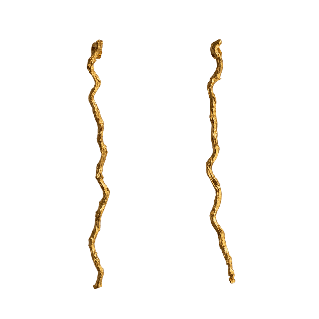 Aretes Large Ramita Palma Coco - Joyería Botánica | Liz de la Cruz