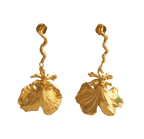 Aretes Largos Orquidea Dama Danzante Esmeralda - Joyería Botánica | Liz de la Cruz