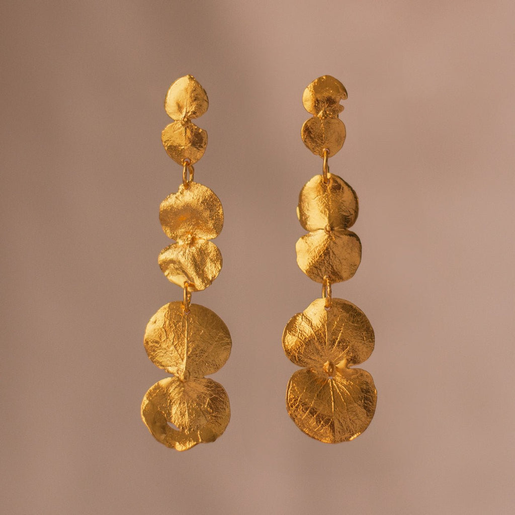 Aretes Largos Tres Eucaliptos - Joyería Botánica | Liz de la Cruz