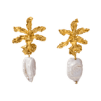 Aretes Orquidea Chocolate con Perla Barroca - Joyería Botánica | Liz de la Cruz