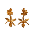 Aretes Orquidea Lluvia de Cereza Hoja Hiedra Esmeralda - Joyería Botánica | Liz de la Cruz