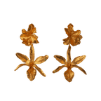 Aretes Orquidea Lluvia de Cereza Hoja Hiedra Esmeralda - Joyería Botánica | Liz de la Cruz