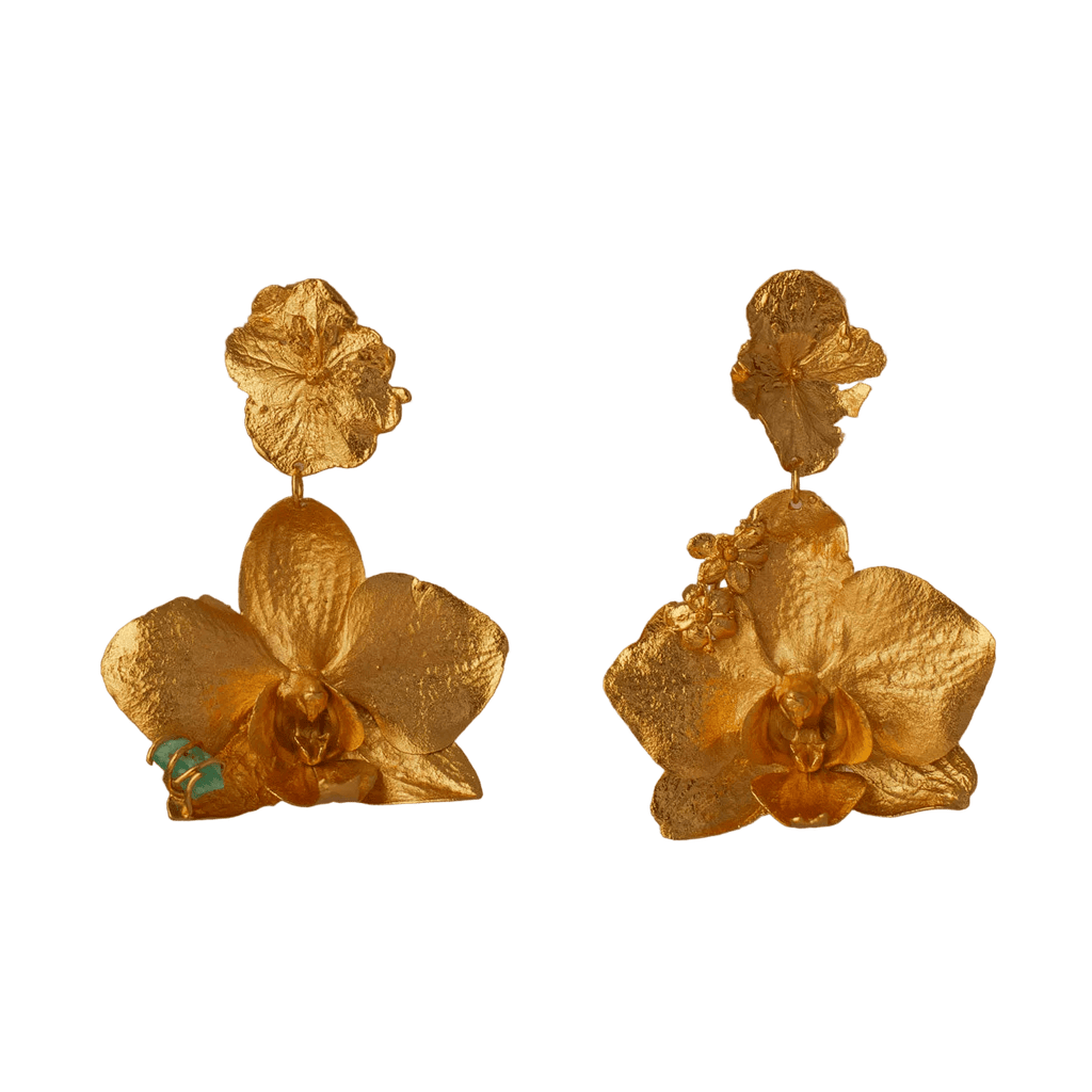 Aretes Orquidea Phalaenopsis & Hortensia - Joyería Botánica | Liz de la Cruz