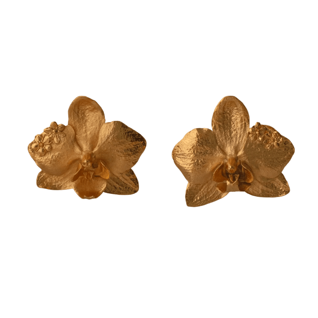 Aretes Orquidea Phalaenopsis Saucos - Joyería Botánica | Liz de la Cruz