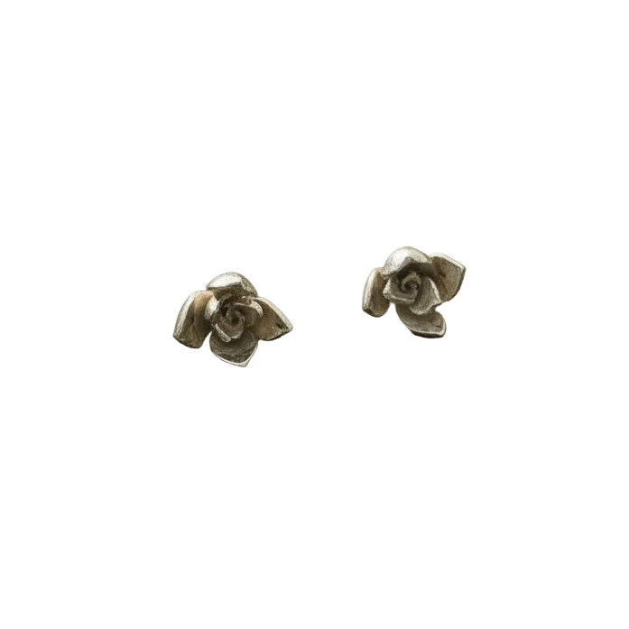 Aretes Topo Flor Suculenta Jade Plata Eco - Joyería Botánica | Liz de la Cruz