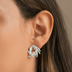 Aretes Topo Hoja Pino Espiral Plata Ecológica - Joyería Botánica | Liz de la Cruz