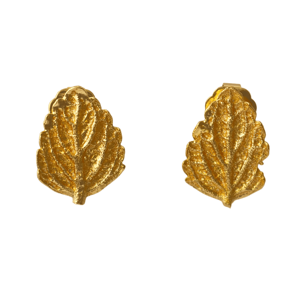 Aretes Topo Hoja Toronjil - Joyería Botánica | Liz de la Cruz
