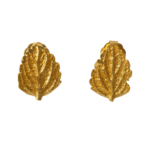 Aretes Topo Hoja Toronjil - Joyería Botánica | Liz de la Cruz
