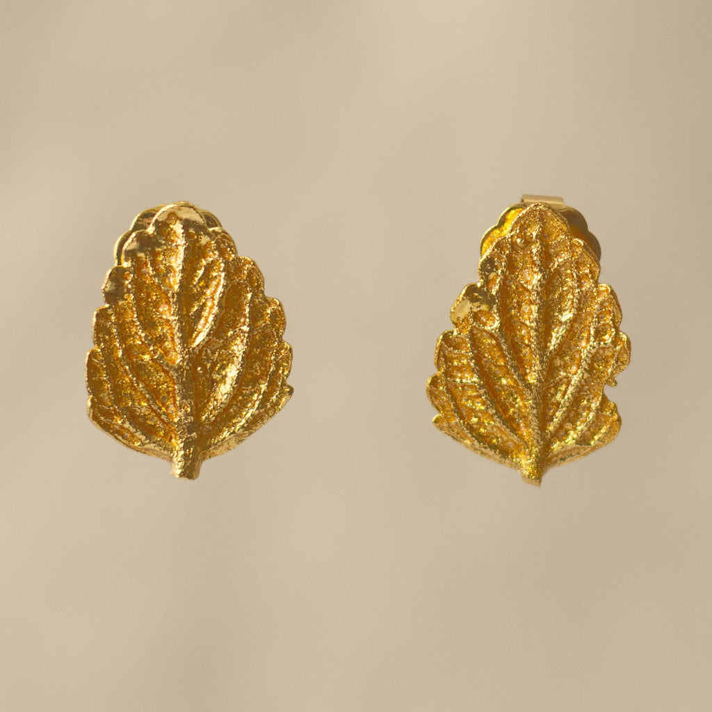 Aretes Topo Hoja Toronjil - Joyería Botánica | Liz de la Cruz