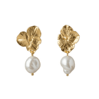 Aretes Topo Hortensia Perla - Joyería Botánica | Liz de la Cruz