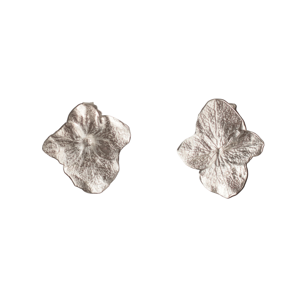 Aretes Topo Hortensia Plata Ecológica - Joyería Botánica | Liz de la Cruz