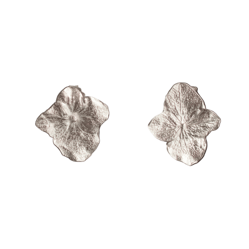 Aretes Topo Hortensia Plata Ecológica - Joyería Botánica | Liz de la Cruz