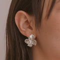 Aretes Topo Hortensia Plata Ecológica - Joyería Botánica | Liz de la Cruz