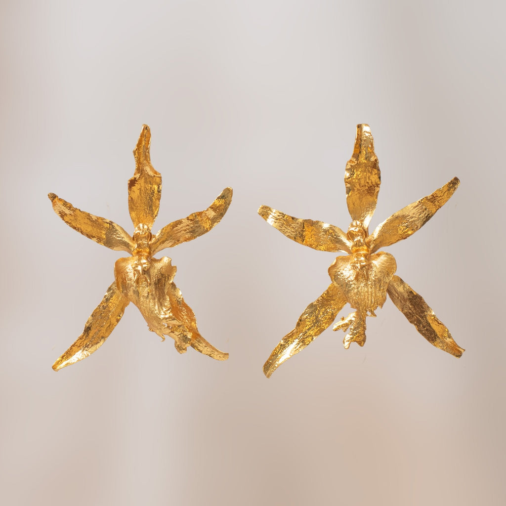 Aretes Topo Orquidea Brassia - Joyería Botánica | Liz de la Cruz