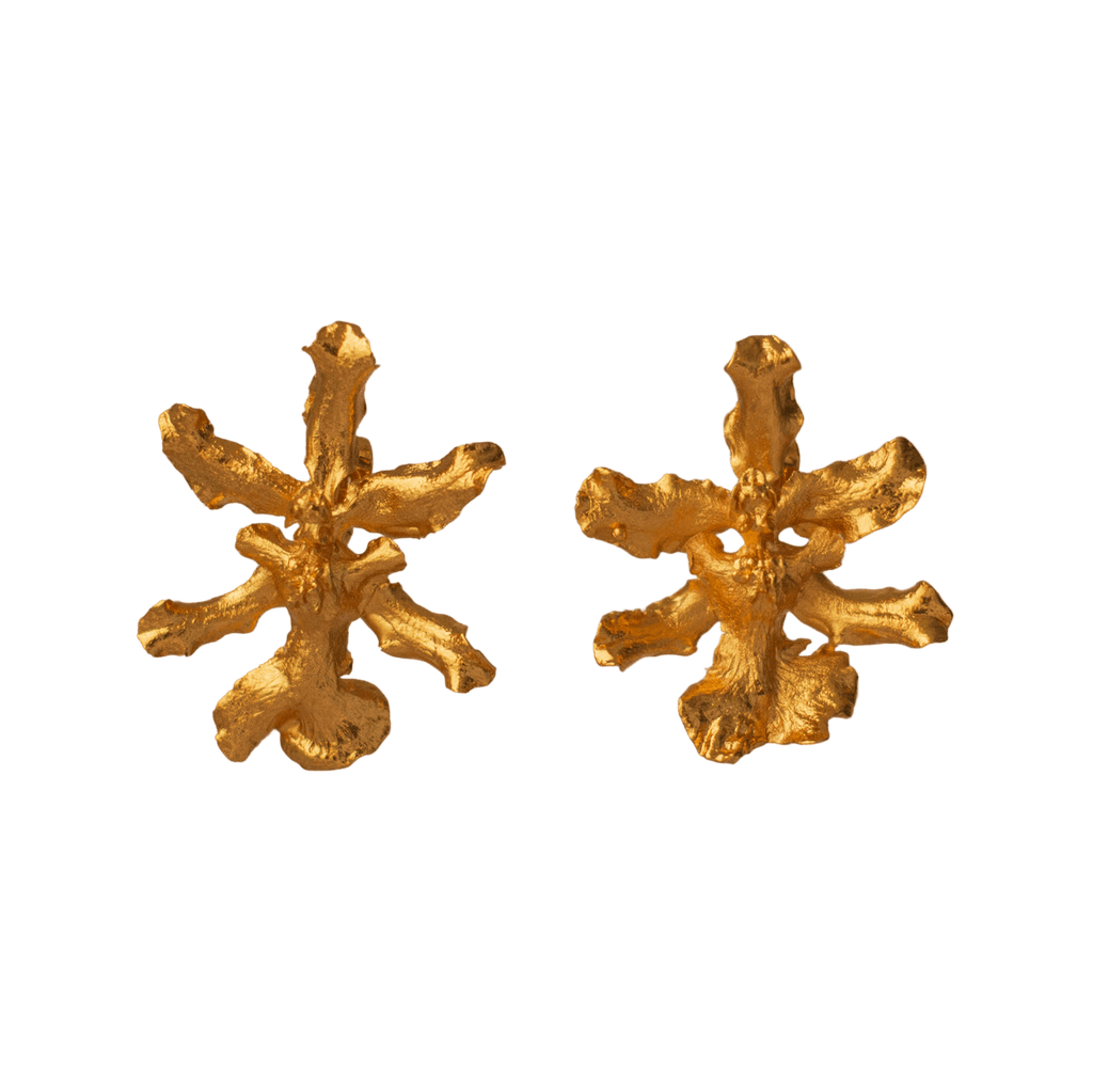 Aretes Topo Orquidea Chocolate - Joyería Botánica | Liz de la Cruz