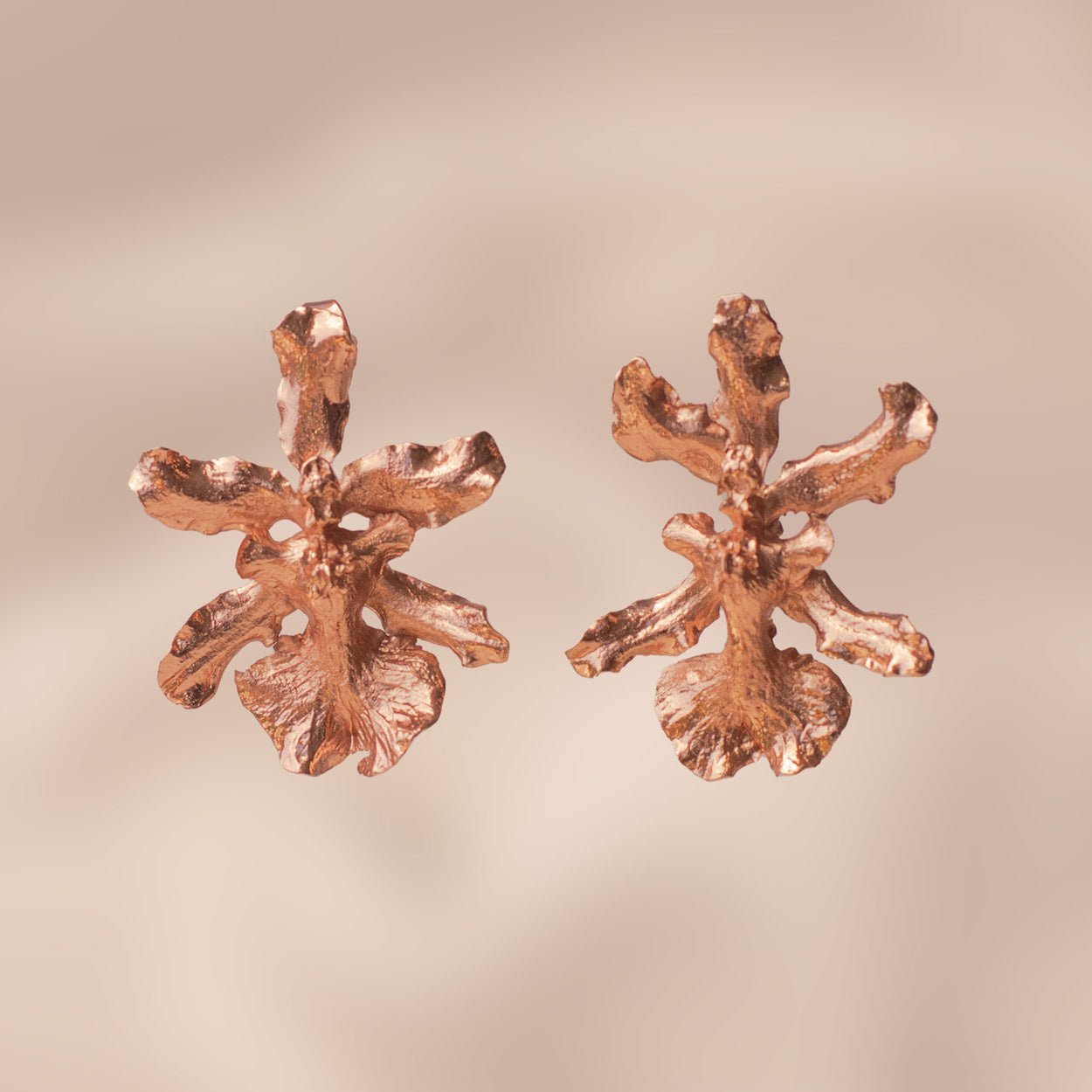 Aretes Topo Orquidea Chocolate - Joyería Botánica | Liz de la Cruz