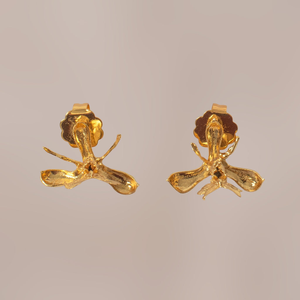 Aretes Topo Orquidea Epidendrum Capricornu - Joyería Botánica | Liz de la Cruz