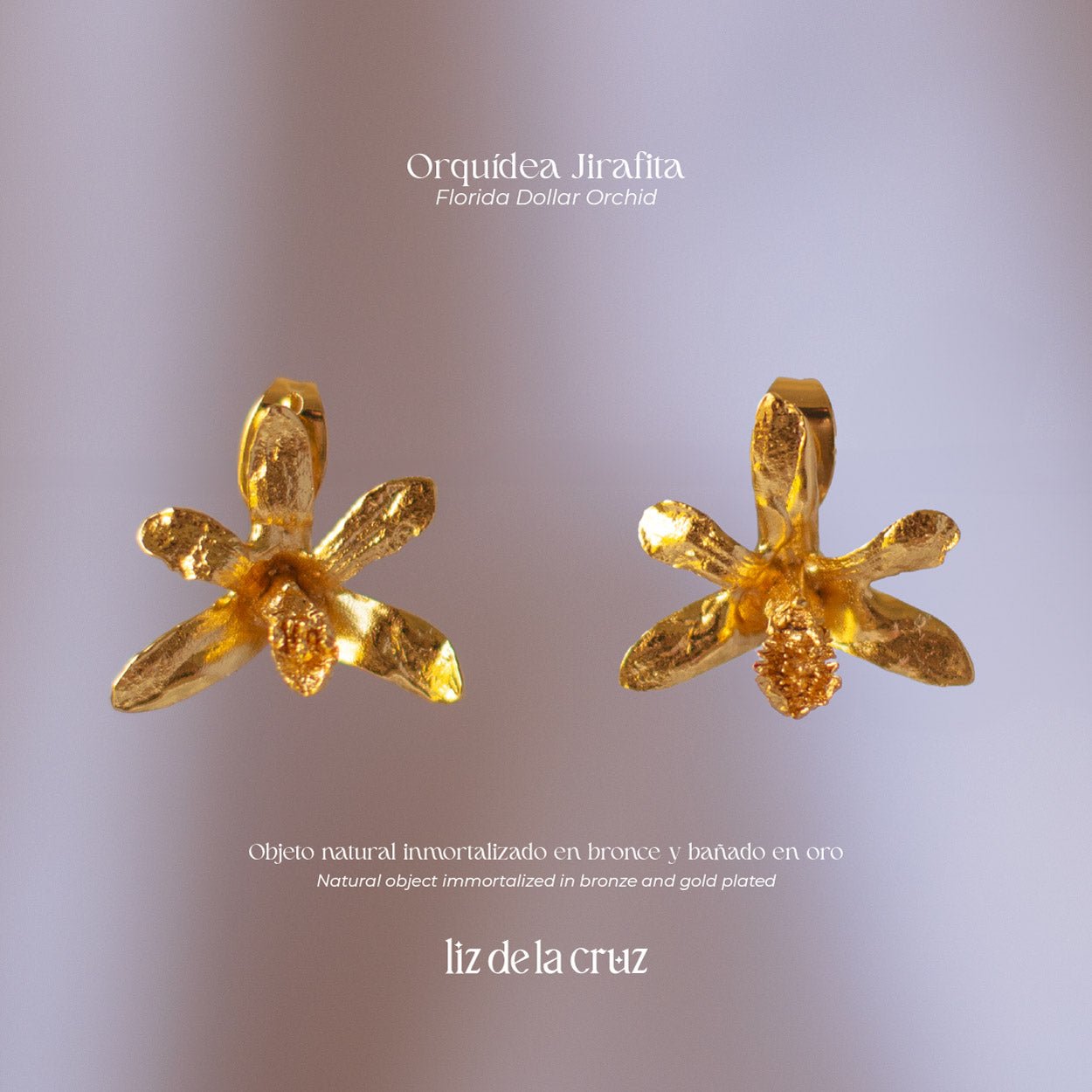 Aretes Topo Orquidea Jirafita - Joyería Botánica | Liz de la Cruz