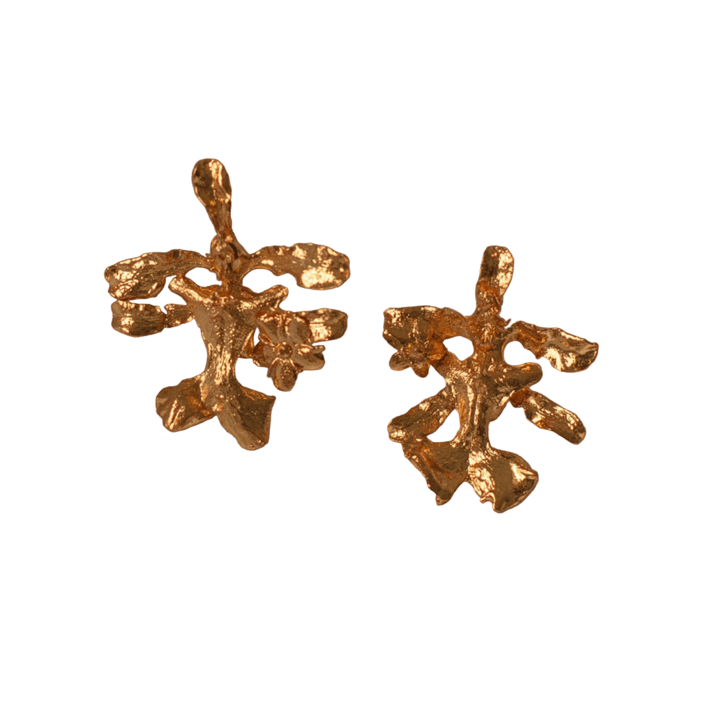 Aretes Topo Orquidea Oncidium - Joyería Botánica | Liz de la Cruz