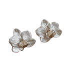 Aretes Topo Orquidea Phalaenopsis Baby Plata Eco - Joyería Botánica | Liz de la Cruz