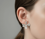 Aretes Topo Orquidea Prosthechea Sceptra Plata - Joyería Botánica | Liz de la Cruz